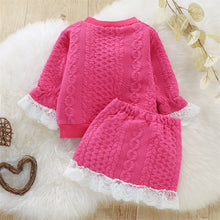 Load image into Gallery viewer, Little Girls Lace Knit Top and Skirt
