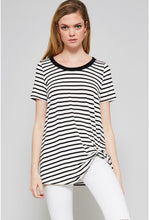 Load image into Gallery viewer, Black Stripe Knit Knotted Tee
