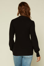 Load image into Gallery viewer, Black Mock Neck Balloon Sleeve Knit Sweater
