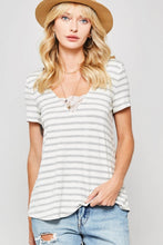 Load image into Gallery viewer, Lace Trim Striped Tee
