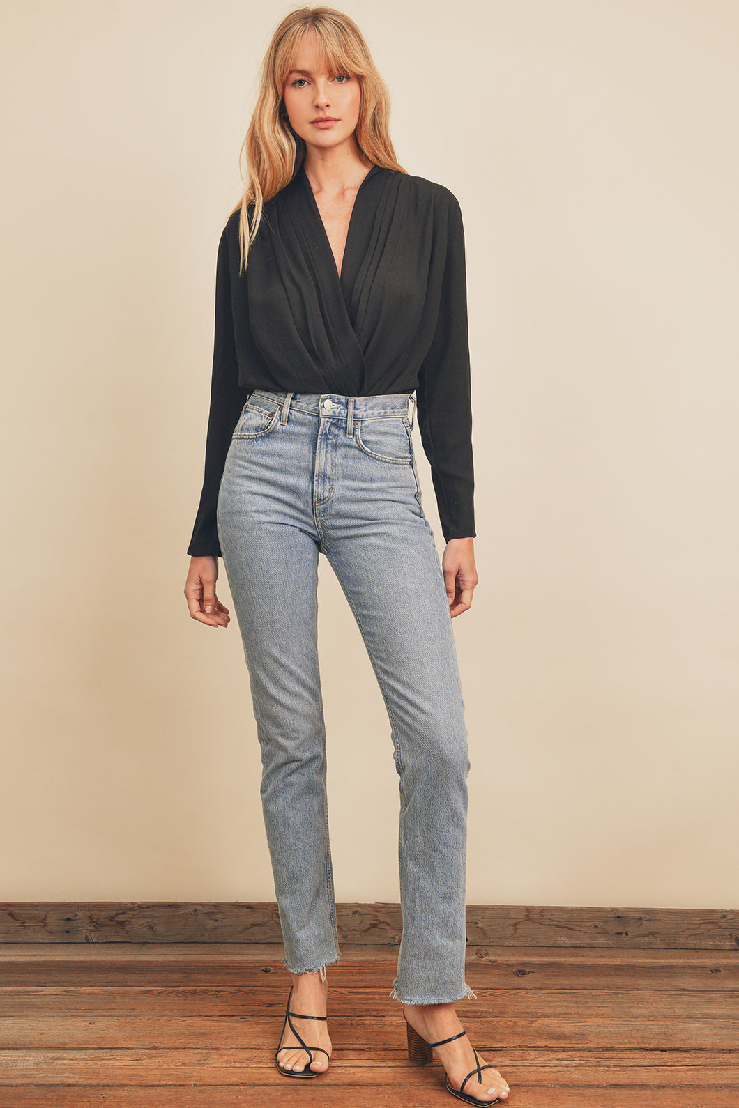 Draped Front Surplice Bodysuit