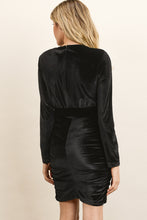 Load image into Gallery viewer, Velvet Sash Front Ruched Dress

