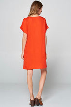 Load image into Gallery viewer, Red Pleated Neck Tunic Dress
