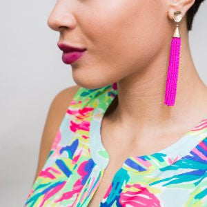 Pink Seed Tassel Earrings