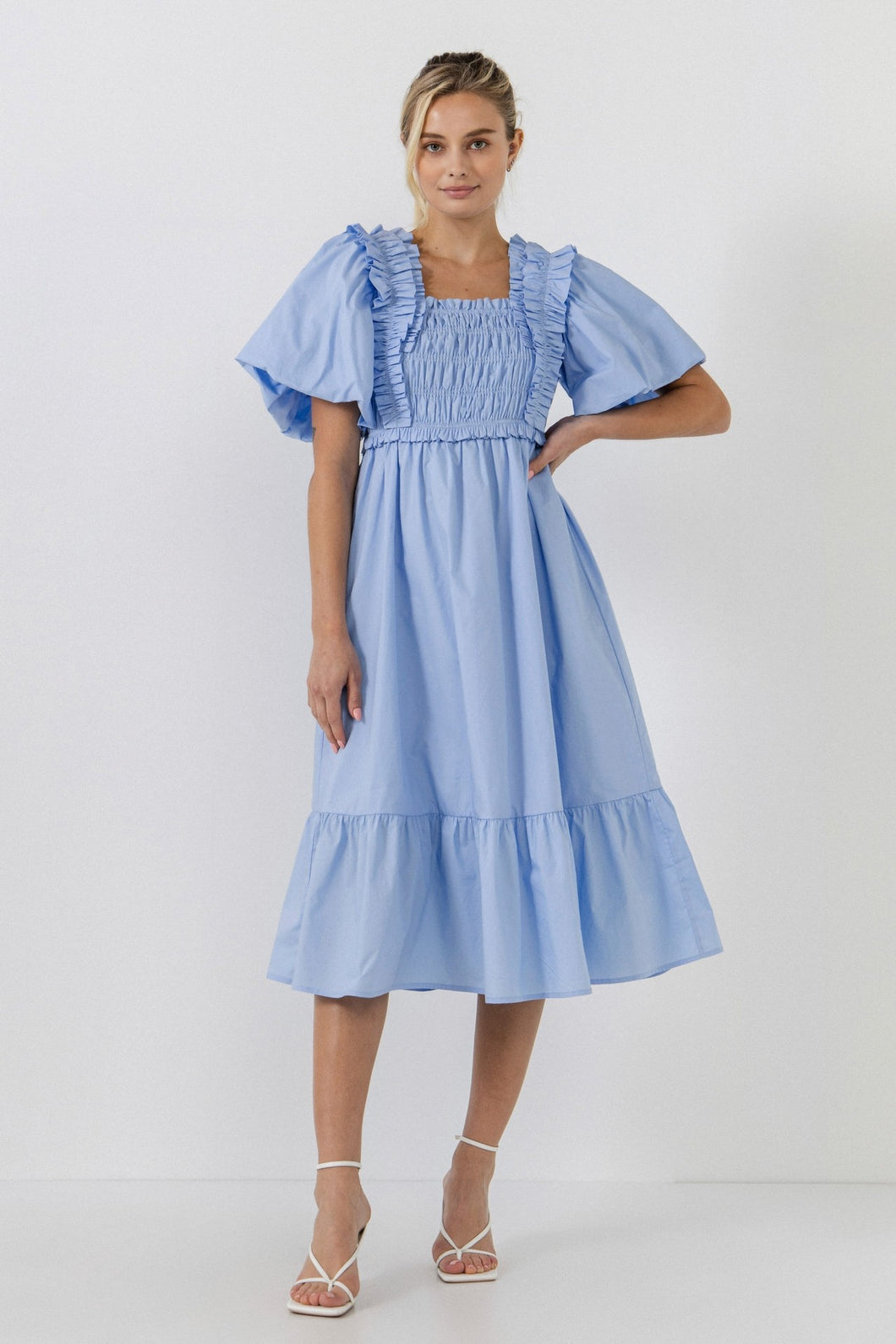Ruffle Smocked Midi Dress