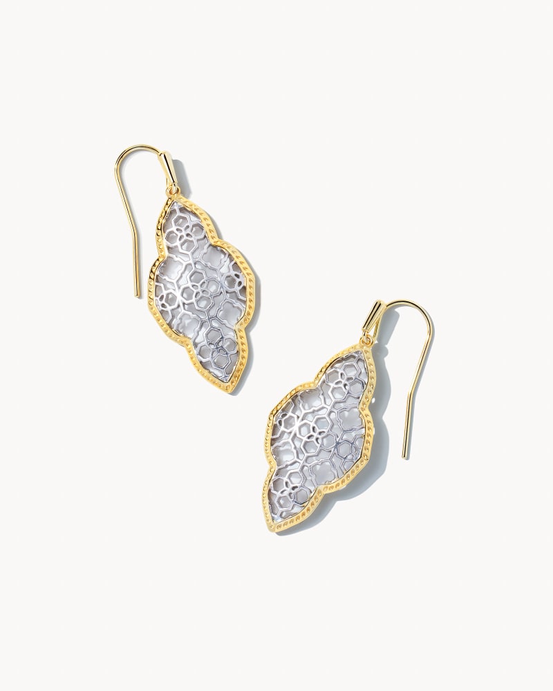 Abbie Filigree Drop Earrings Gold/Rhod Mix