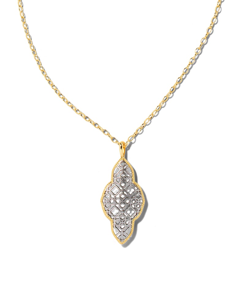 Abbie Filigree Long Pendant Gold/Rhod Mix