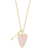 Load image into Gallery viewer, Ansley Heart Rose Quartz Gold Pendant
