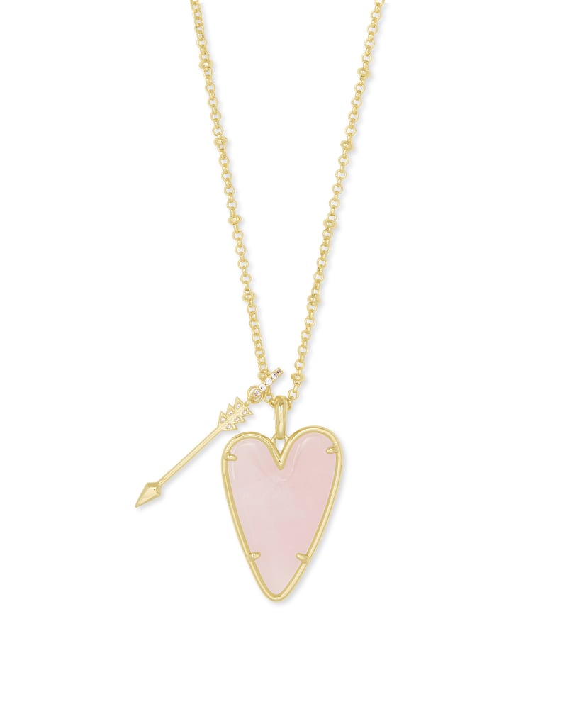 Ansley Heart Rose Quartz Gold Pendant