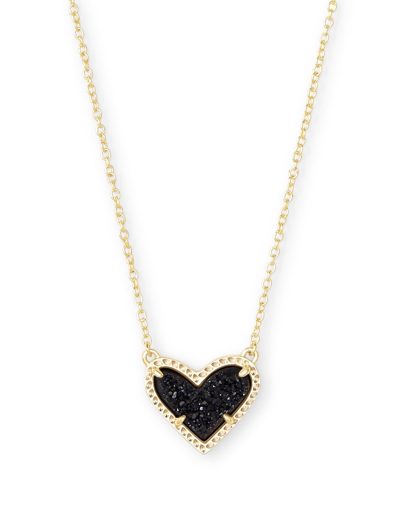 Ari Heart Black Drusy Pendant Necklace