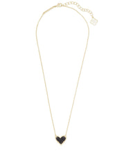 Load image into Gallery viewer, Ari Heart Black Drusy Pendant Necklace
