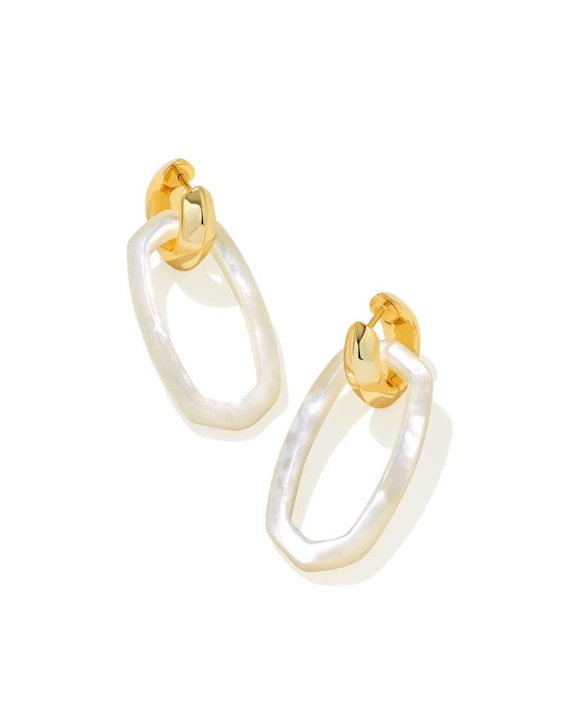 Danielle Gold Link Earrings in Ivory