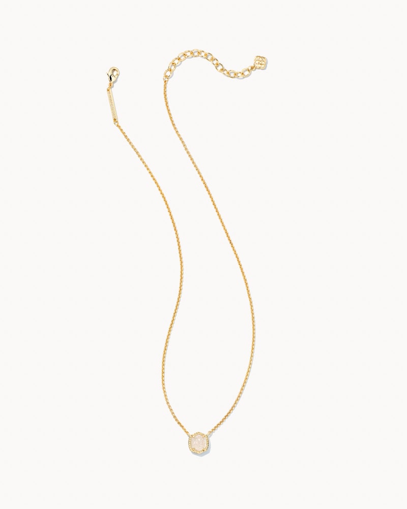 Davie Gold Pendant Necklace in Iridescent Drusy