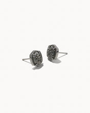 Load image into Gallery viewer, Davie Gunmetal Stud Earrings in Black Drusy
