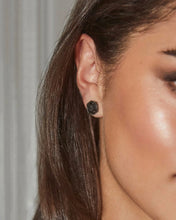 Load image into Gallery viewer, Davie Gunmetal Stud Earrings in Black Drusy
