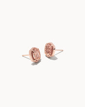Load image into Gallery viewer, Davie Rose Gold Stud Earrings in Rose Gold Drusy

