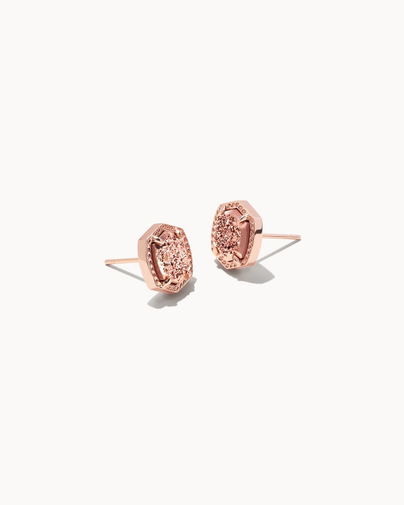 Davie Rose Gold Stud Earrings in Rose Gold Drusy
