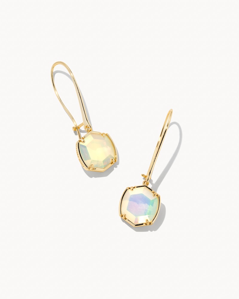 Davis Gold Drop Earrings in Iridescent Opalite