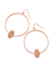 Load image into Gallery viewer, Elora Rose Gold  Drusy Hoop Earrings
