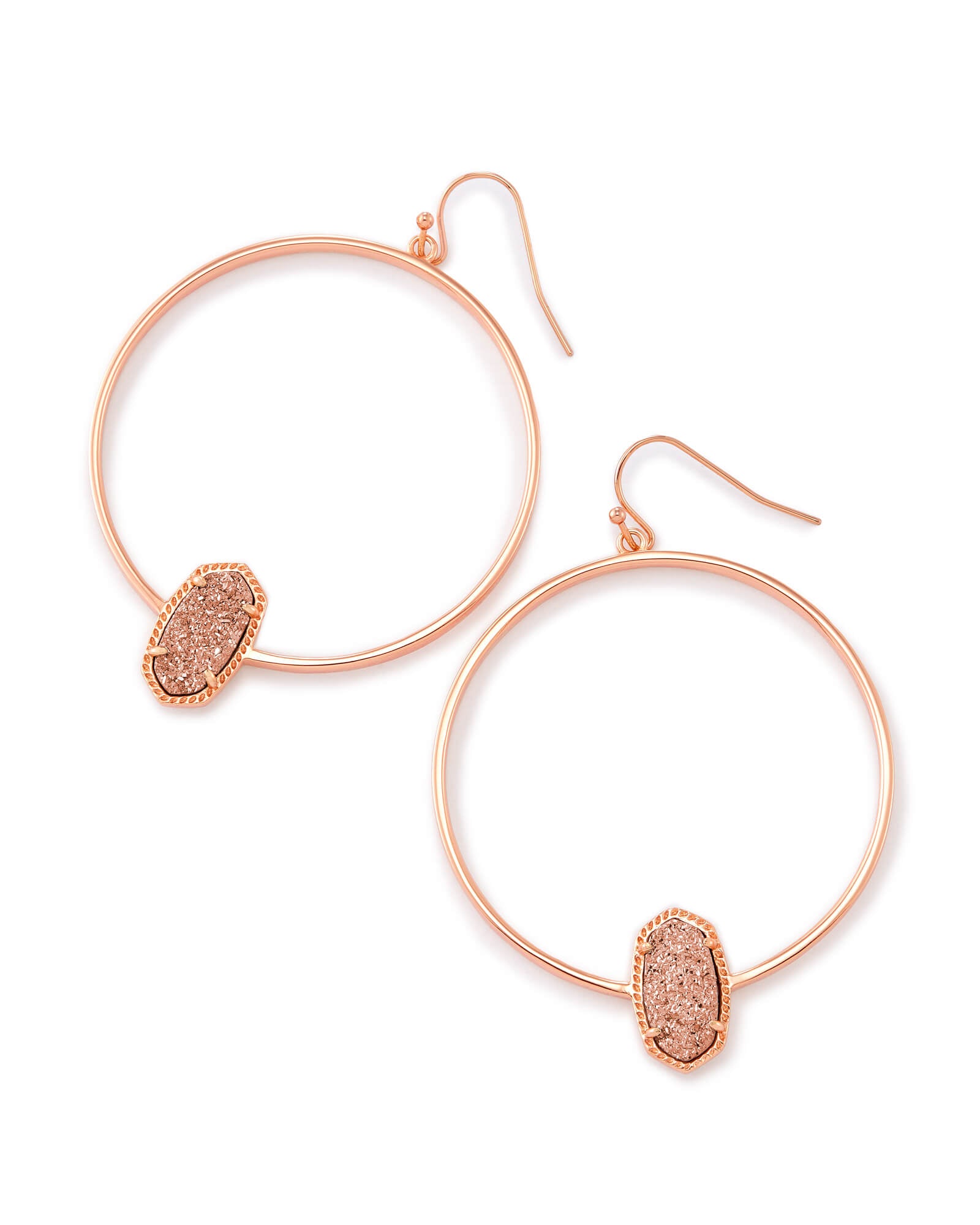 Elora Rose Gold Drusy Hoop Earrings