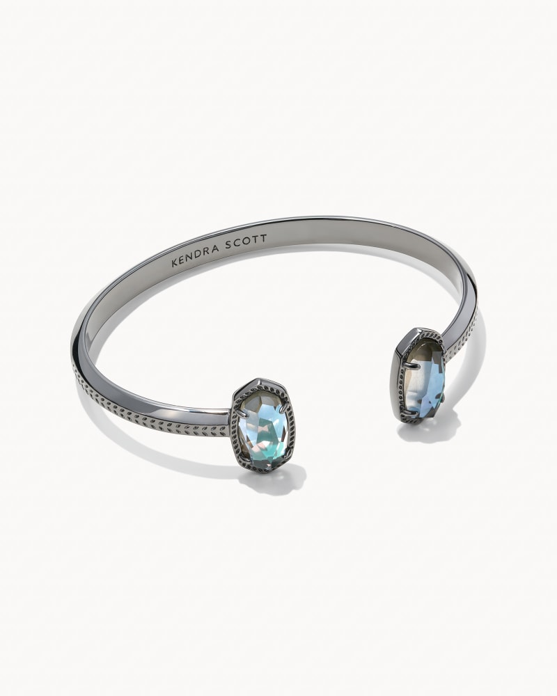 Elton Gunmetal Cuff in Gray Dichroic Glass