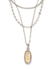 Load image into Gallery viewer, Framed Dani Triple Strand Necklace in Rhodium Abalone

