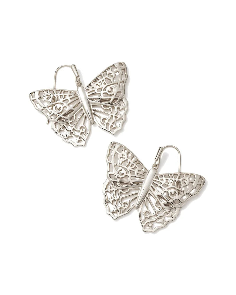 Hadley Butterfly Drop Earrings in Rhodium