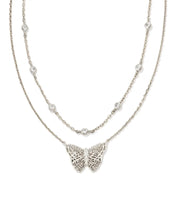 Load image into Gallery viewer, Hadley Butterfly Multi Strand Necklace in Rhodium
