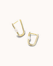 Load image into Gallery viewer, Lindsay Gold Huggie Earrings in White Pearl
