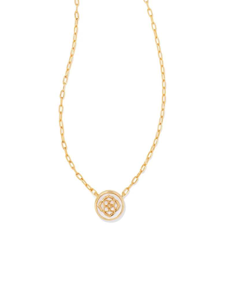 Stamped Dira Pendant Necklace GOLD IVORY MOP