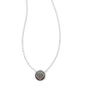 Load image into Gallery viewer, Stamped Dira Pendant Necklace RHODIUM BLACK MOP
