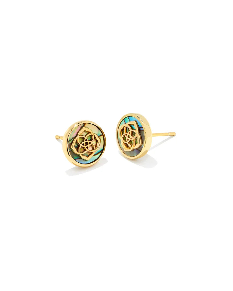 Stamped Dira Stud Earrings in GOLD ABALONE
