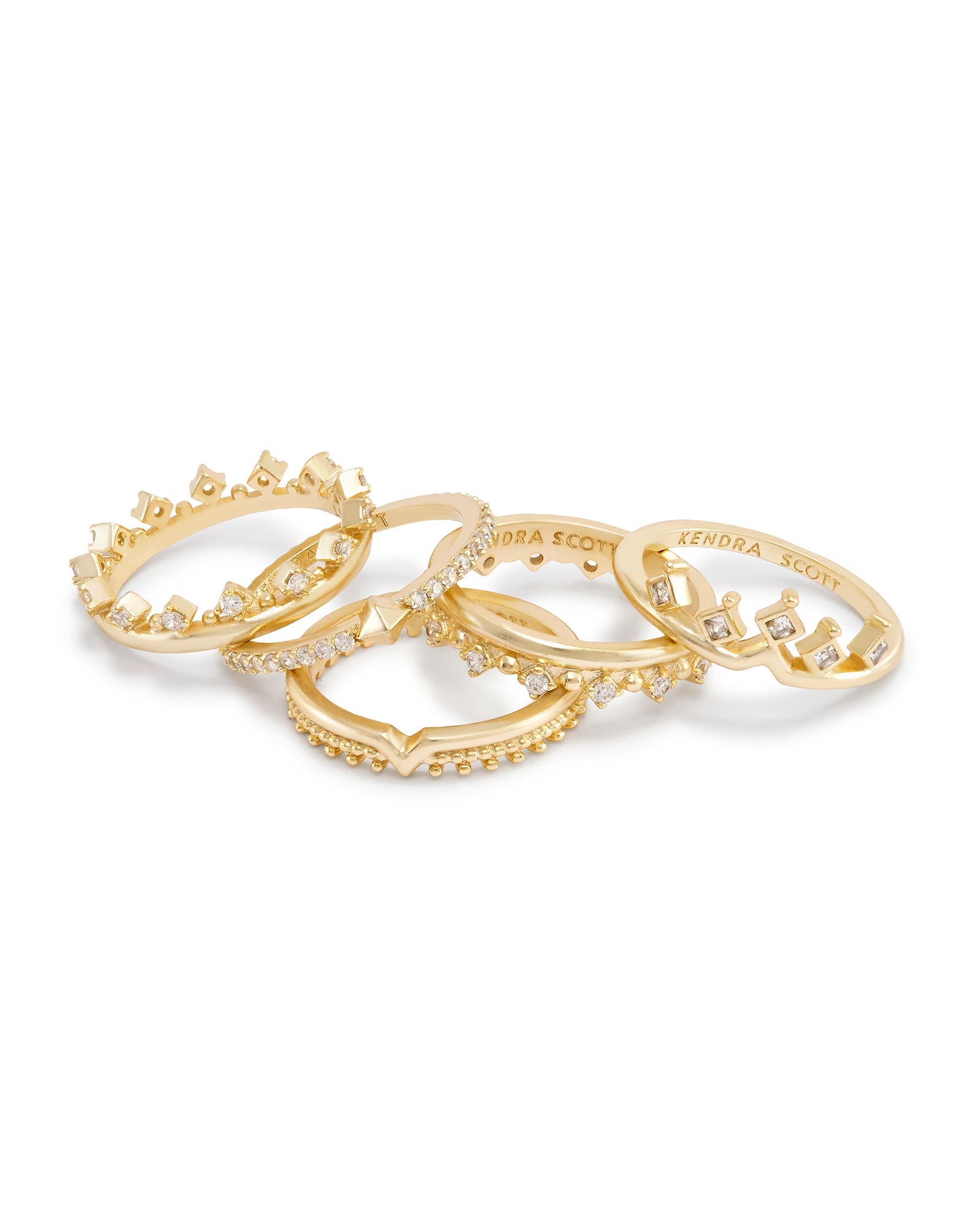 Kendra Scott Gemma Vintage Gold Ring Set Of 3 in Plum Mix • Impressions  Online Boutique