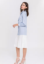 Load image into Gallery viewer, Pleated Combo Shirt Dress
