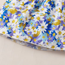 Load image into Gallery viewer, Little Girls Smocked Self Tie Dress in Blue Print
