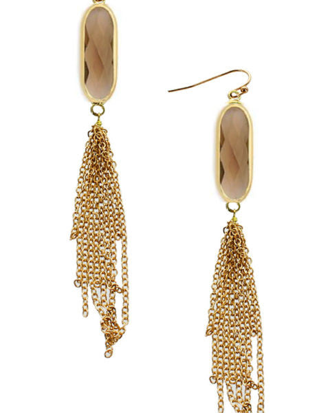 Crystal Chain Tassel Earrings