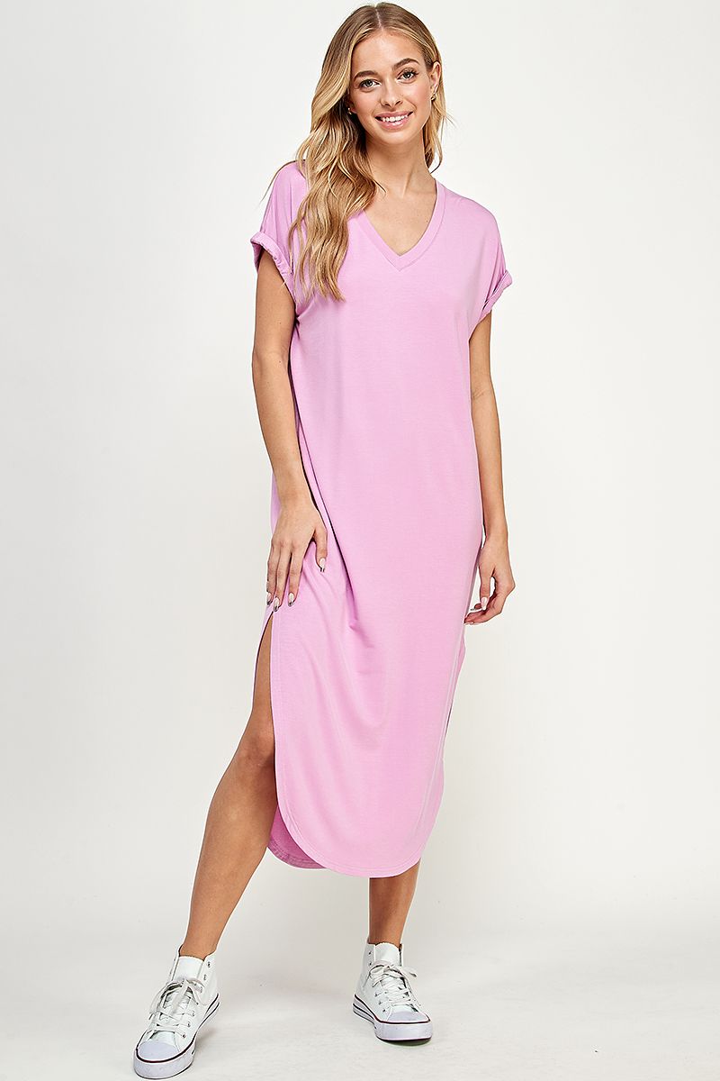 Everyday Butter Soft V-Neck Maxi in Pink