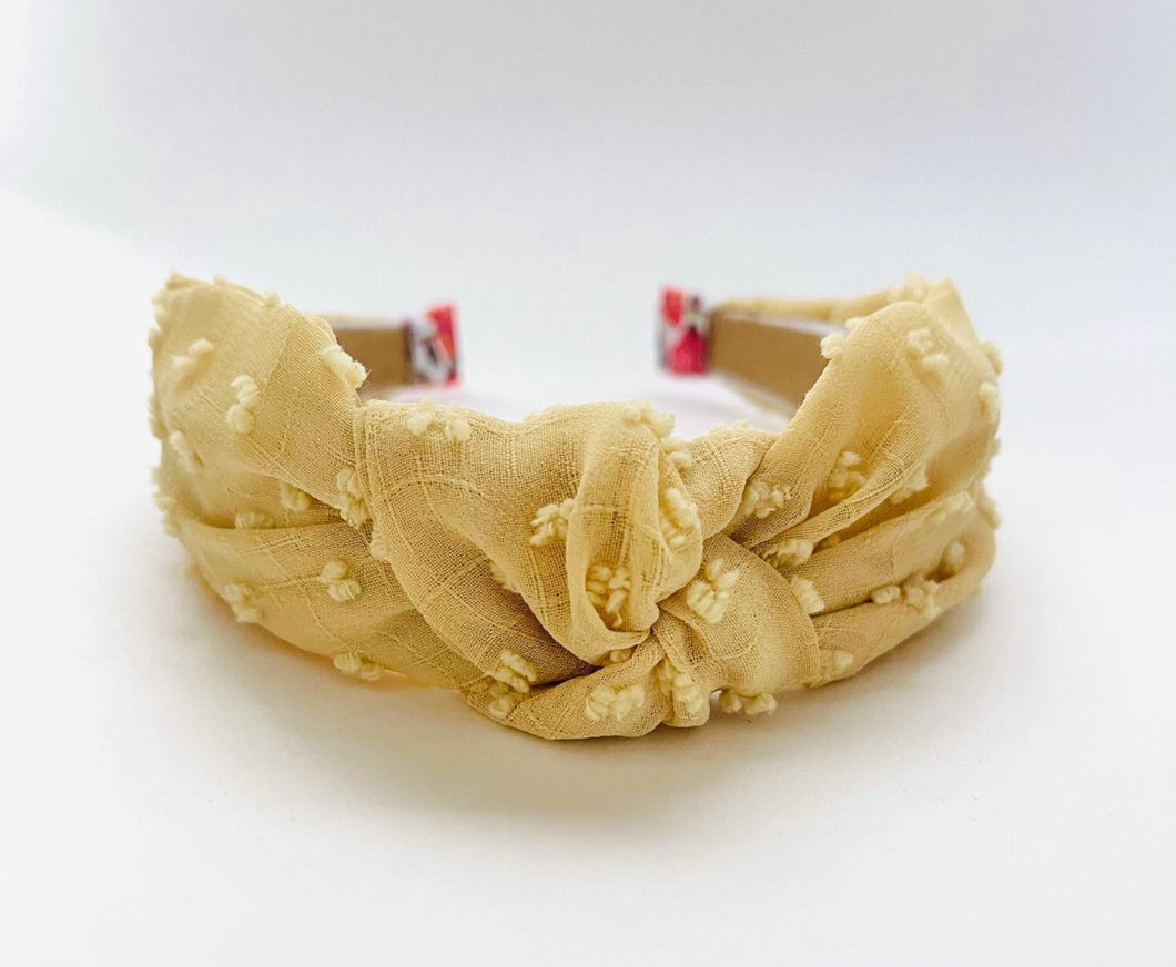 Yellow Swiss Dot Knotted Headband