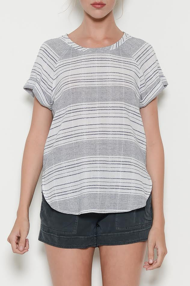 Navy Stripe S/S Top