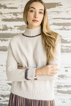 Load image into Gallery viewer, Metallic Contrast Mock Neck Sweater
